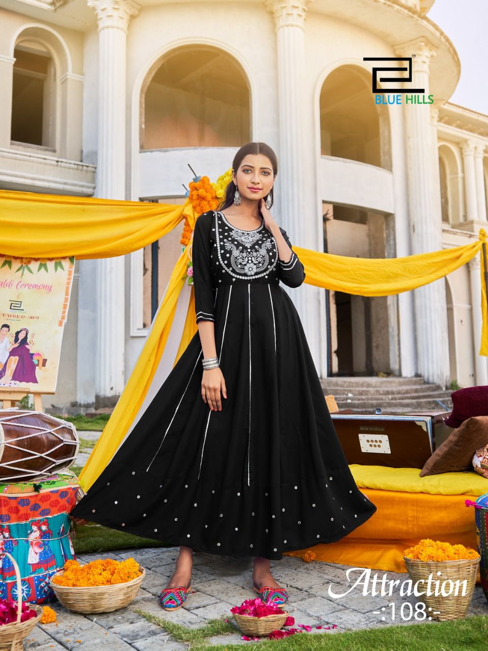 Blue Hills Attraction 1 Fancy Heavy Festive Wear Anarkali Long Kurti Collection